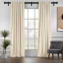 Black Curtain Rod 18-45 inch, 1 inch Adjustable Heavy Duty Curtain Rods, Modern Drapery Rods with End Cap Finials, Window Treatment Rod for Home and Office