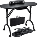 Joligrace Manicure Table Nail Tech Desk Professional Foldable Portable Desk
Nail Technician Workstation 4 Lockable Wheels with Drawer Client Wrist Pad Free Carrying Bag Travel Nail Tech Spa Table Black