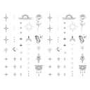 Hand Temporary Tattoo Stickers  Minimalist Small Designs for DIY Finger Tattoos, Long-Lasting, Waterproof & Realistic, 60+ Tiny Semi-Permanent Tattoos for Women, Set of 2
