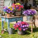 Homsunny Artificial Flowers for Outdoor, Fake Silk Flowers UV Resistant, Realistic Faux Plants Flowers for Front Door Porch Planter Patio Yard Garden Spring Decor
