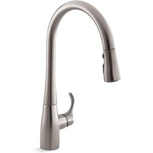 KOHLER 596-VS Simplice Pull Down Kitchen Faucet, 3-Spray Faucet, Kitchen Sink Faucet with Pull Down Sprayer, Vibrant Stainless, High Arch KOHLER 596-VS Simplice Pull Down Kitchen Faucet, 3-Spray Faucet, Kitchen Sink Faucet with Pull Down Sprayer, Vibrant Stainless, High Arch