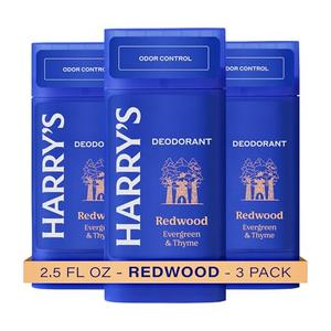 Harry's Aluminum Free Deodorant for Men - Odor Control, Redwood Scent, 2.5 Oz, 3-Pack, Men Deodorant Aluminum Free