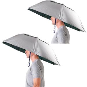 Luwint 2 Pack Umbrella Hat, 36 Inch Head Umbrella Hat, Hands Free Umbrella for Adults, Cool Sun Rain Protection Gadgets Folding Umbrella Hats for Fishing Gardening Camping Work