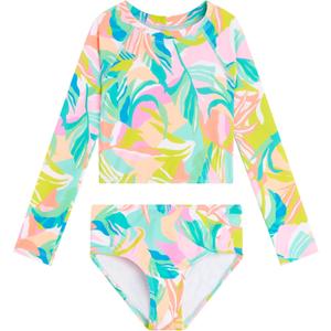 Kanu Surf Girls Long Sleeve Rashguard UPF 50 Two Piece Swim Set (10, Riva Multi)