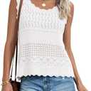 PRETTYGARDEN Womens Crochet Tank Tops 2026 Summer Spring Sleeveless Tops Cute Sweater Vest Trendy Boho Beach Vacation Clothes, Small