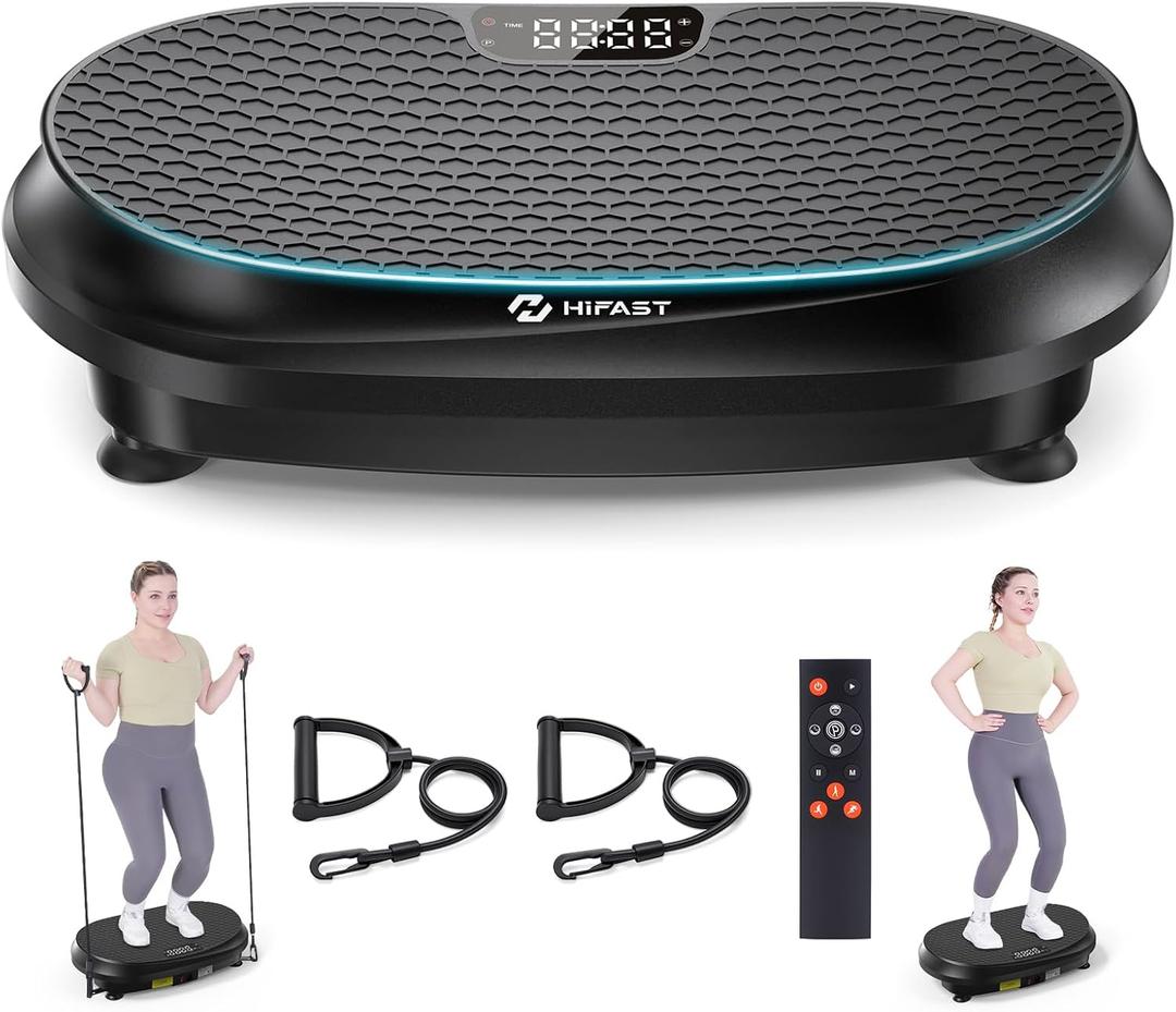 Curved Vibration Plate Exercise Machine, XL Vibration Plate 400 lbs Capacity with 9 Auto Modes and 120 Adjustable Speeds, Whole Body Vibration Plate Machine for Home Women Men (Black)