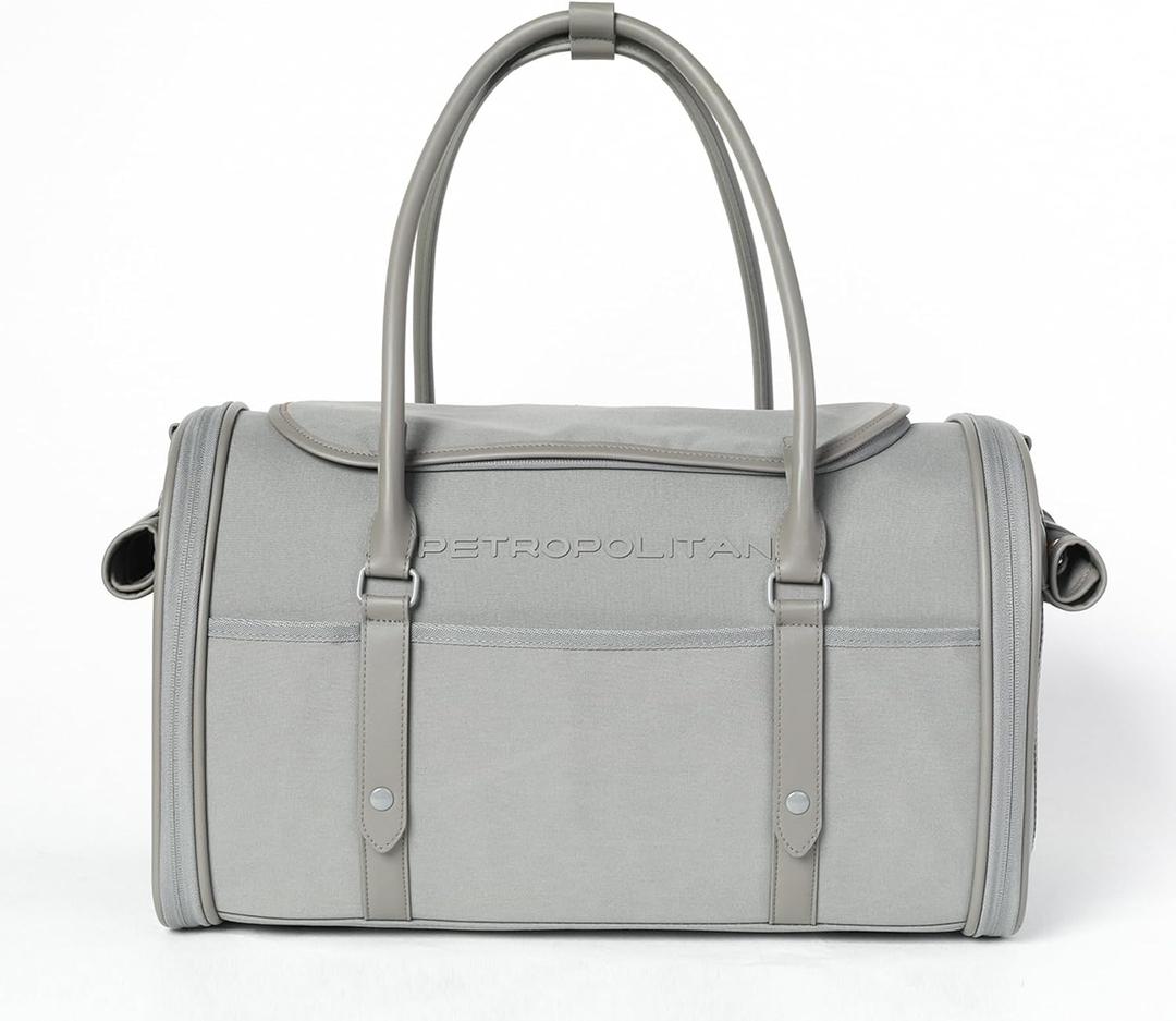 Soft-Sided Pet Carrier for Cats and Small Dogs  Stylish, Airline-Approved Travel Bag with Mesh Ventilation, Collapsible, Removable Pad and Safety Leash, Fits up to 16 lb (Steel Grey)