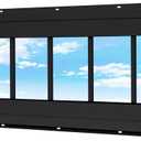 Vinyl Transom Household Window, 10" x 36" Double Pane Fixed Window with Grids and Tempered Glass for House, Garage (Black)