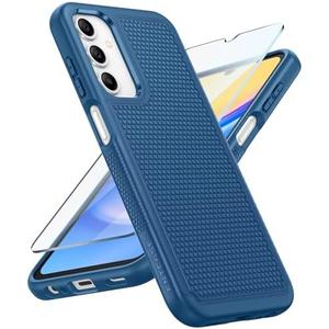  FNTCASE for Samsung Galaxy A15-5G Case: Dual Layer Protective Heavy Duty Cell Phone Cover Shockproof Rugged with Non Slip Textured Back - Military Protection Bumper Tough - 2024, 6.5inch Blue : Cell Phones & Accessories