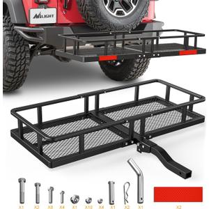 Nilight 60" x 20" x 7.87" Hitch Cargo Carrier | Fits 2-Inch Receiver 500lbs Heavy Duty Capacity Luggage Basket Includes 5/8" Pin Clip, Fold-Up Design for SUV and Pickup Camping Traveling