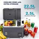 SubSun 12 Volt Refrigerator, 26QT Portable Freezer Compressor Cooler, 12V Car Fridge 0~68, Single Zone Electric Cooler for Vehicles, 12/24V DC & 100-240V AC Powered for Travel, Truck, Boat, Camping