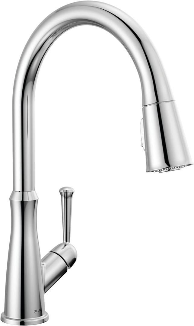 Delta Faucet Westville Pull Down Kitchen Faucet Chrome, Chrome Kitchen Faucets with Pull Down Sprayer, Kitchen Sink Faucet, Faucet for Kitchen Sink with Magnetic Docking Spray Head, Chrome 9110-DST