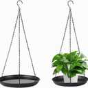 gajavo Metal Plant Hanger for Indoor Outdoor Use,Hanging Planters for Plants Basket with 9.8in/11.8inDiameter, Black Window Shelf for Plants11.8IN