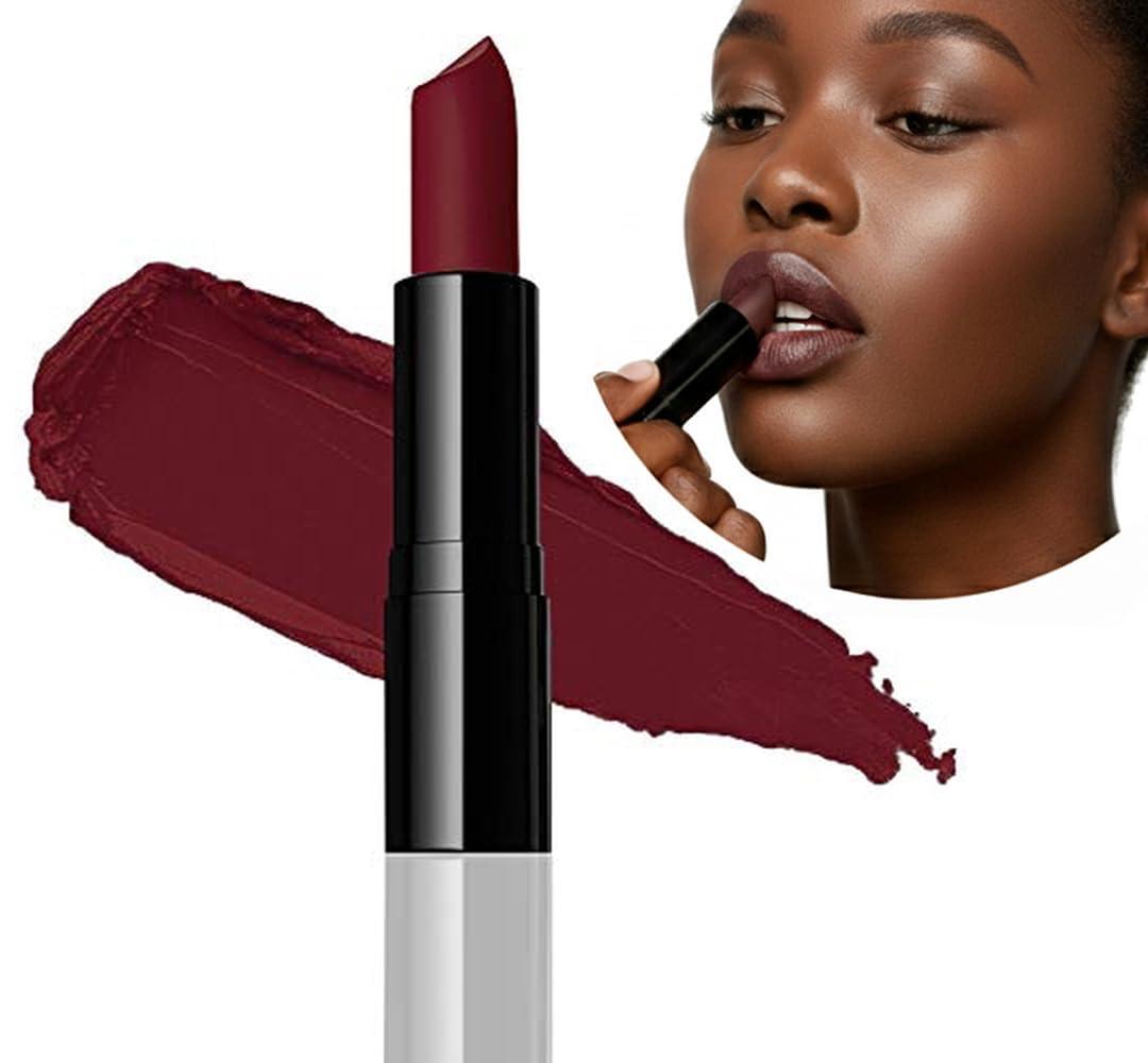 Flori Roberts Luxury Lipstick, Vibrant Lip Makeup for Women of Color or Deeper Skin Tones, Demi-Matte Texture, Hydrates and Conditions Lips (Vintage Wine)