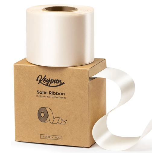 ITIsparkle 11/2" Inch Double Faced Satin Ribbon 25 Yards-Roll Set for Gift Wrapping Party Favor Hair Braids Hair Bow Baby Shower Decoration Floral Arrangement Craft Supplies, Ivory