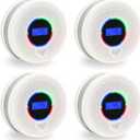 10-Year Battery Smoke and Carbon Monoxide Detector, 2-in-1 Smoke CO Alarm with Digital Display, Reliable Fire and CO Alarm for Home, Bedroom, Kitchen (4 Pack)