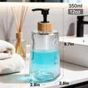 Glass Soap Dispenser, Thickened Glass Hand Soap Dispenser for Bathroom, Kitchen Dish Washing Liquid Bottles, Shampoo and Conditioner Bottles, Modern Farmhouse Style (Clear, Set of 1, 12oz)