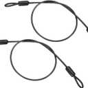 PATIKIL 1/8" Dia Vinyl Coated Stainless Steel Cable with Loops, 2 Pcs 1.6ft (20") Flexible Wire Rope Security Chain Lanyard Lock for Outdoor Stage Lighting Luggage Lock, Black