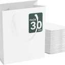GEGIBOA White Gift Bags With Handles 30 Pcs, 8x5x10 Inch Sturdy Kraft Paper Gift Bags, Bulk for Wedding, Party, Birthday, Business and Shopping, Medium Size