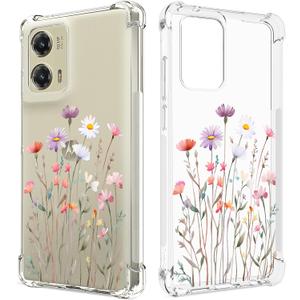 Floral Clear Case for Moto G Stylus 5G 2024 for Women Girls,Pretty Phone Cover,Flower Design Slim Soft Transparent Drop Proof TPU Protective Silicone Bumper Case,FL-37