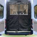 Van Bug Screen with Privacy Panel Fit for Ford Transit 150 250 350 2015-2025 High Roof Rear Door Mosquito Net Campervans Flyscreen Mesh, Center Magnetic Closure