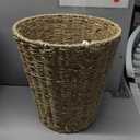 hardcometrue Boho Wicker Trash Can,Waterproof Bathroom Trash Can Hand Woven Wicker Waste Baskets for Kitchen Office Bedroom