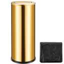 Reallnaive 30L/8GAL Gold Lidded Trash Can with 100 Garbage Bags Metallic Gold Brass Kitchen Garbage Bin with Flip Lid Commercial Compact Waste Basket for Shopping Centers, Elevator Doors, Hotels