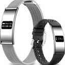 Efolen Smart Bracelet for Women Men, Activity Fitness Tracker, Smart Wristband with Heart Rate/Blood Oxygen/Sleep Monitor/Pedometer, IPX8 Waterproof Slim Smart Watch for Android iPhone, 2 Bands,Silver