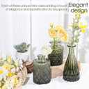 TBWIND 12pcs Green Glass Bud Vases Set, Small Vases for Flowers, Bud Vase for Centerpieces in Bulk, Mini Vintage Vase for Wedding Decorations, Office and Home Table Flower Dcor