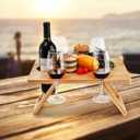 Youeon Portable Wine Picnic Table with 5 Wine Glasses Holder, Foldable Champagne Picnic Snack Table, Wine and Cheese Table for Picnic, Camping, Park, Beach, Wine Lover Gift
