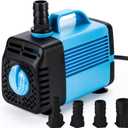 800 GPH Submersible Pump (3000L/H, 50W), 9.8ft High Head, 5.9ft Power Cord, with 3 Nozzle, Super Silent Pump, Suitable for Fish Tank, Pond, Aquarium, Statue, Hydroponics.
