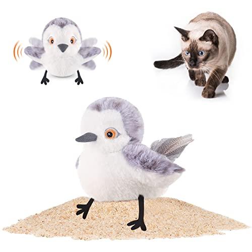 Potaroma Cat Toys Flapping Bird (No Flying), Lifelike Sandpiper Chirp Tweet, Rechargeable Touch Activated Kitten Toy Interactive Cat Exercise Toys for All Breeds Cat Kicker Catnip Toys 4.0", Male Sandpiper