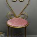 Gluck Plants Vanity Chairs,Velvet Makeup Chair,Pink Stool Ottoman Modern Dressing Chair,Golden Metal Frame Velvet Seat for Girls Bedroom,Living Room,Beauty Room