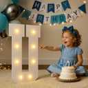 2FT Light Up Letters with Battery Operated Warm White Lights, 5-Min Setup Pre-Cut Foam Board for Birthday Wedding Proposal Graduation Party Decor, Marquee Letter U