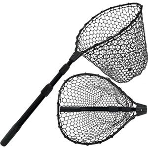 Telescoping Rubber Fishing Net with Handle 64"/46 Long Silicone Large Fish Landing Net Kayak/Fishpond/Saltwater Extendable Fishing Gear Accessories