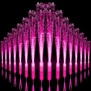 18 PCS Pink LED Fiber Optic Wands Glow Sticks, Light Up Wands, Fiber Optic Lights Rod, Flashing Wands with 3 Light Modes for Wedding,Halloween,Christmas, Neon Party