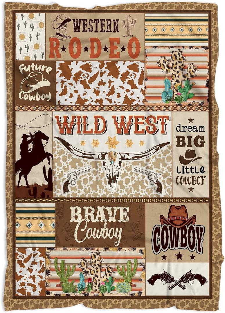 Cowboy Blankets 30'' x 40'' for Boys, Western Blankets, New Parents Gift, Boys Blanket, Girls Blanket, Décor for Nursery, Birthday Gifts