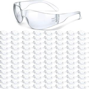 Yunsailing 100 Pack Bulk Safety Glasses Eye Protection Goggles for Women Men DIY Construction Lab (Clear Lens and Clear Frames)