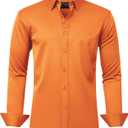 J.VER Men's Dress Shirts Solid Long Sleeve Stretch Wrinkle-Free Formal Shirt Business Casual Button Down Shirts (Medium, Burnt Orange)