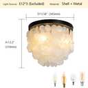 Capiz Shell Ceiling Light Fixtures, 3-Light Boho Flush Mount Ceiling Light for Living Room, Bedroom, Kitchen Island, Foyer, Entryway, Black