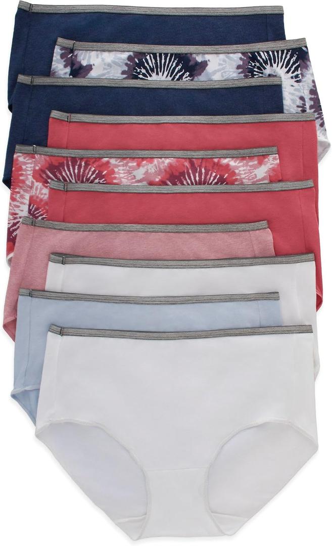 Hanes Women's Stretch Cotton Moisture-Wicking Bikini Underwear Value Pack, Smoothing Bikini Panties 10-Pack