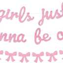 Girls Just Wanna Be One Banner Garland for Baby Girl First Birthday Decorations Pink Bow Hanging Banners Coquette Baby Shower 1st Birthday Party Decor