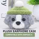 Plush Case Cover Compatible with Apple Airpods 4 Handmade Knitted Cartoon Creative Funny Cute Earbuds Headphone Cases (HBG+Green,for Airpods 4)