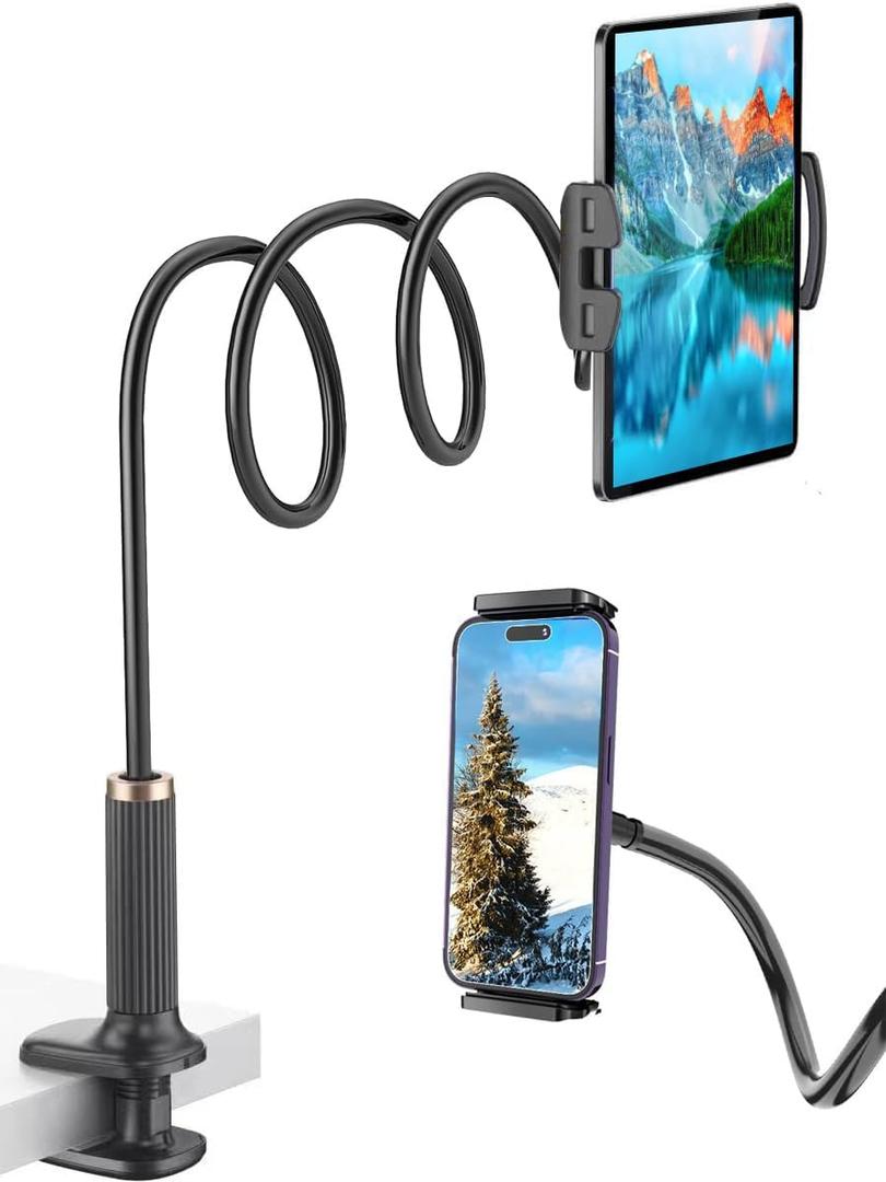 Niumowa Gooseneck Tablet Holder - Flexible Tablet Stand, Tablet Holder,Cell Phone Holder,Cell Stand, Flexible Adjustable Arm in Bed for/Mobile Phone/Switch/etc, 98 cm Total Length (Black)