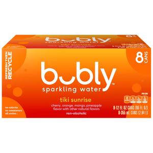 Bubly Sparkling Water, Tiki Sunrise, 12 Fl Oz x 8 Count (EXP 05/18/26)