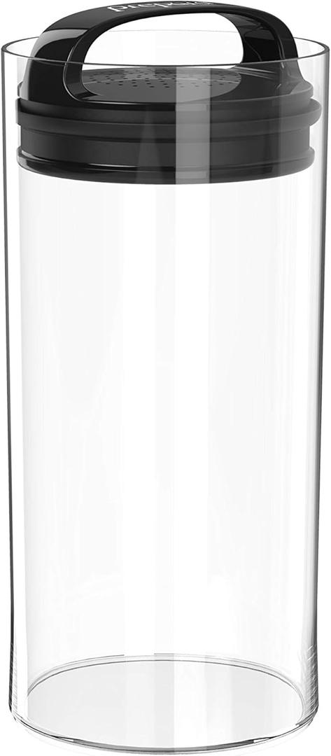 Prepara Evak Fresh Saver, Medium-Tall Airless Canister with Black handle, 2.3 Quart, Clear