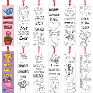 BWkoss Mother's Day Color Your Own Bookmarks for Kids -75Pcs Happy Mother's Day DIY Coloring Bulk Blank Bookmark Classroom Art Craft Supplies for Student Mother's Day Holiday Party Goodie Fillers