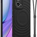 Set of 3 Pack, GOVTAN Compatible with Moto Edge 5G 2024 Case with Lanyard, Shockproof Soft Touch Premium TPU Slim Phone Cover, Wave Textured, Black