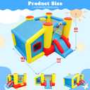 WELLFUNTIME Inflatable Bounce House with Blower, Bouncy Castle & Jumping Castle Slide, Kids Bouncer with Ball Pit, Basketball Rim, Dart Target Game