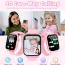 4G Kids Smart Watch GPS Tracker, Smartwatch for Kid with Video Calling, Voice Chat, Class Mode, SOS , Pedometer, Alarm, SIM Card HD Touch Screen Phone Watch Gift for 4-12 Girls Boys (Light Pink)